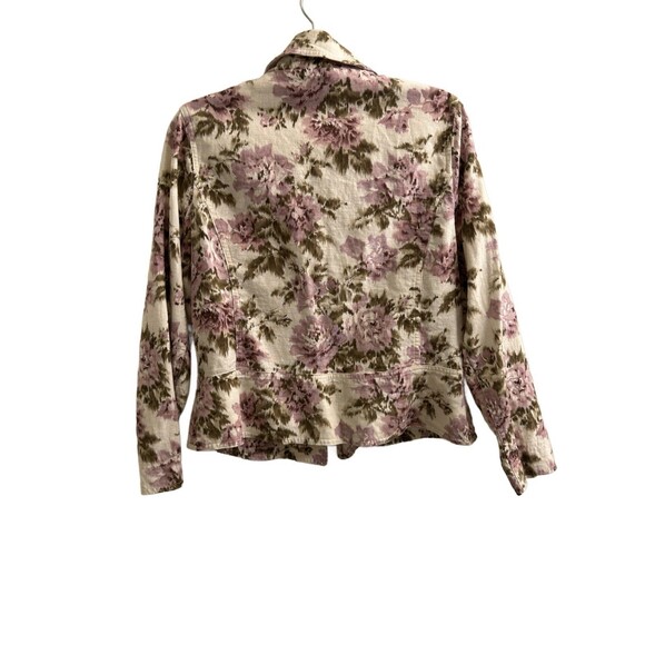 VTG N Touch Collared Floral Jacket Linen Blend Long Sleeve Sz 8 Career Office - Picture 2 of 6